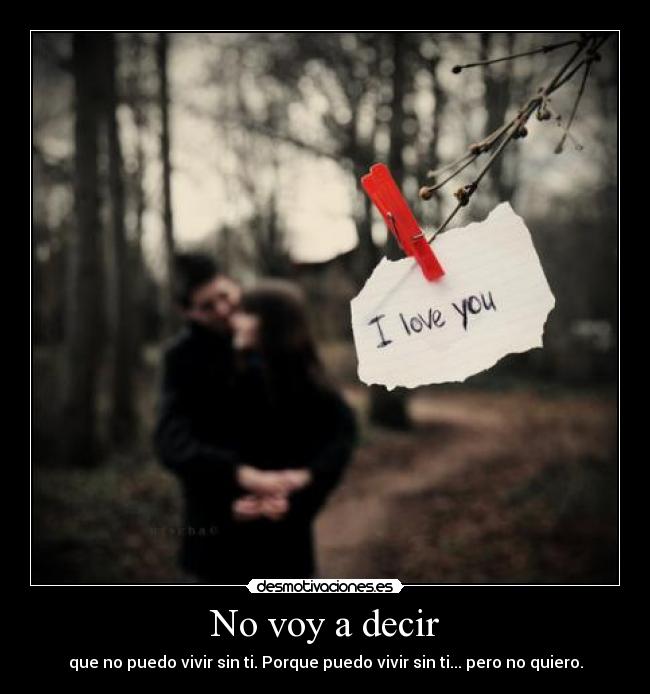 No voy a decir - que no puedo vivir sin ti. Porque puedo vivir sin ti... pero no quiero.