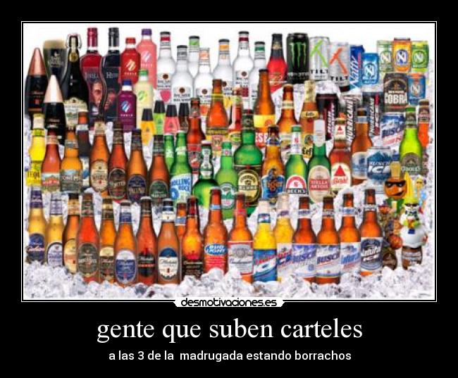 gente que suben carteles -