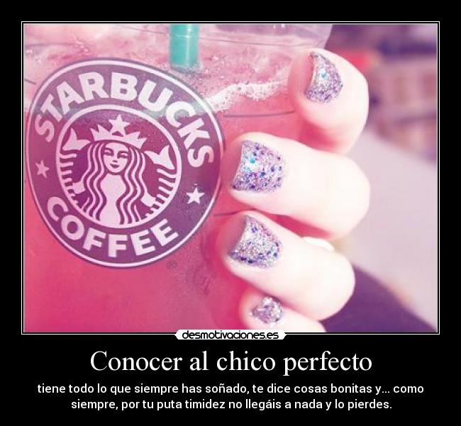 Conocer al chico perfecto - tiene todo lo que siempre has soñado, te dice cosas bonitas y... como
siempre, por tu puta timidez no llegáis a nada y lo pierdes.