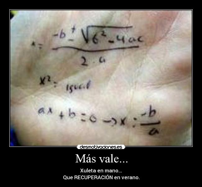 Más vale... - Xuleta en mano...
Que RECUPERACIÓN en verano.