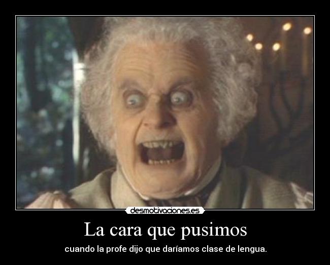 La cara que pusimos - cuando la profe dijo que daríamos clase de lengua.