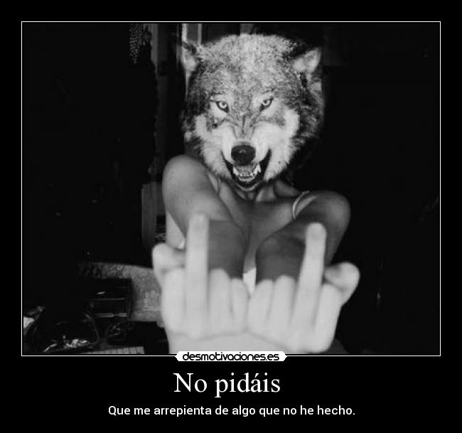 No pidáis - Que me arrepienta de algo que no he hecho.
