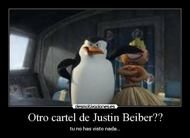 carteles pinguinos cartel justin beiber ver barco desmotivaciones