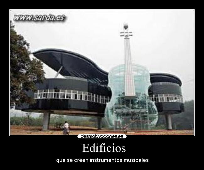 carteles instrumentos edificios creer desmotivaciones