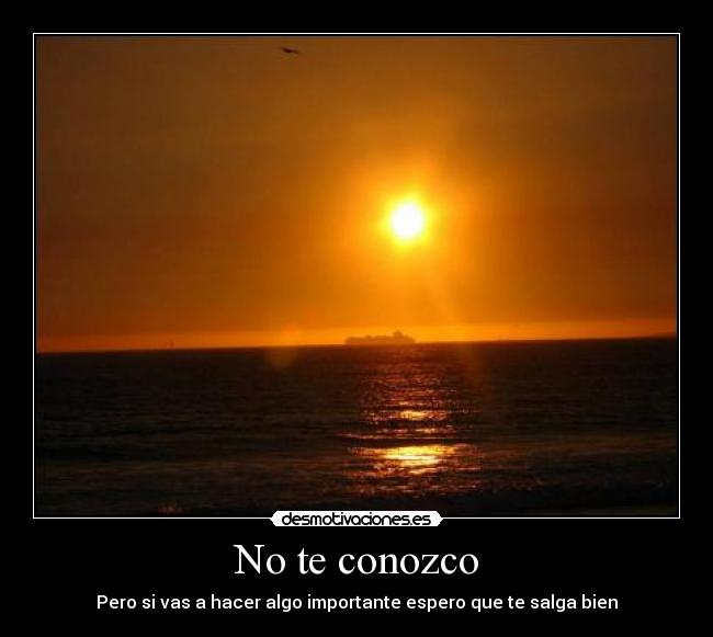 No te conozco - Pero si vas a hacer algo importante espero que te salga bien