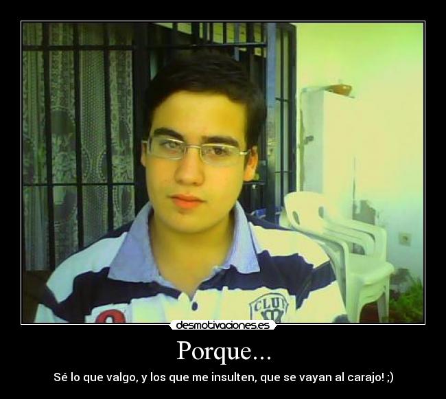 Porque... - Sé lo que valgo, y los que me insulten, que se vayan al carajo! ;)