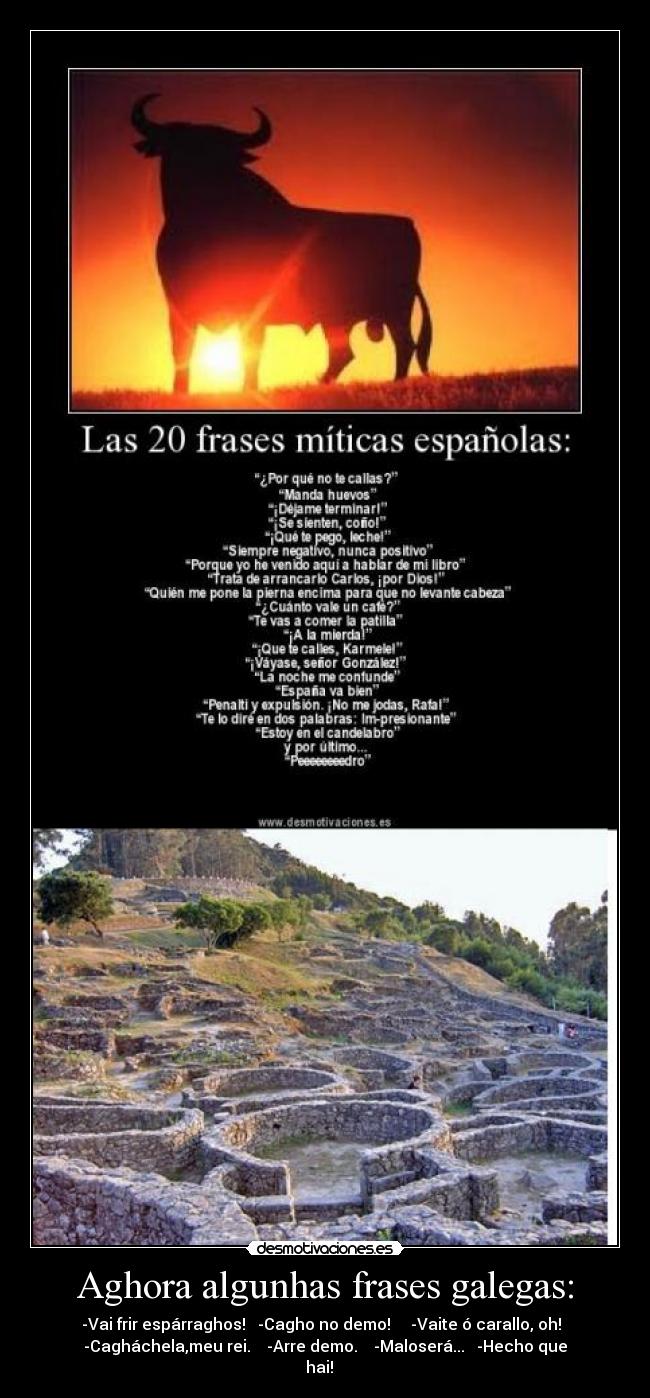 Aghora algunhas frases galegas: - 