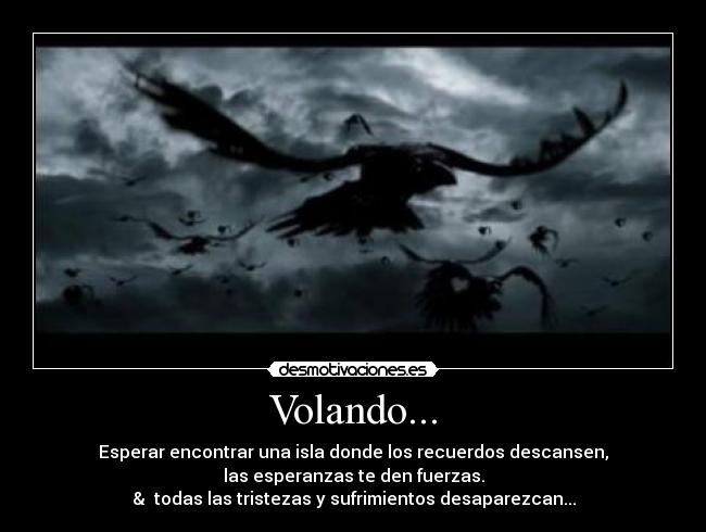 Volando... - Esperar encontrar una isla donde los recuerdos descansen,
las esperanzas te den fuerzas.
&  todas las tristezas y sufrimientos desaparezcan...