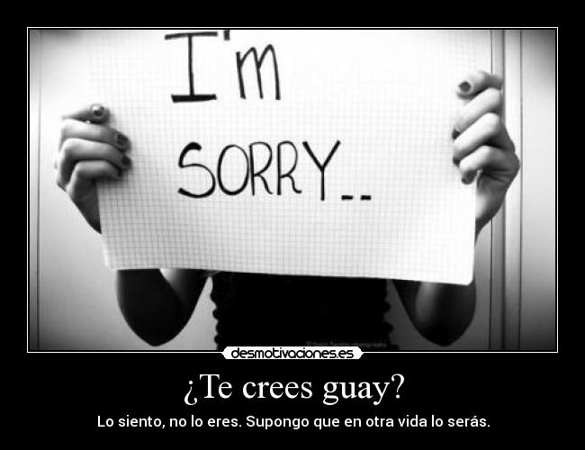 ¿Te crees guay? - Lo siento, no lo eres. Supongo que en otra vida lo serás.