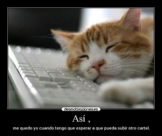 Así , - me quedo yo cuando tengo que esperar a que pueda subir otro cartel.