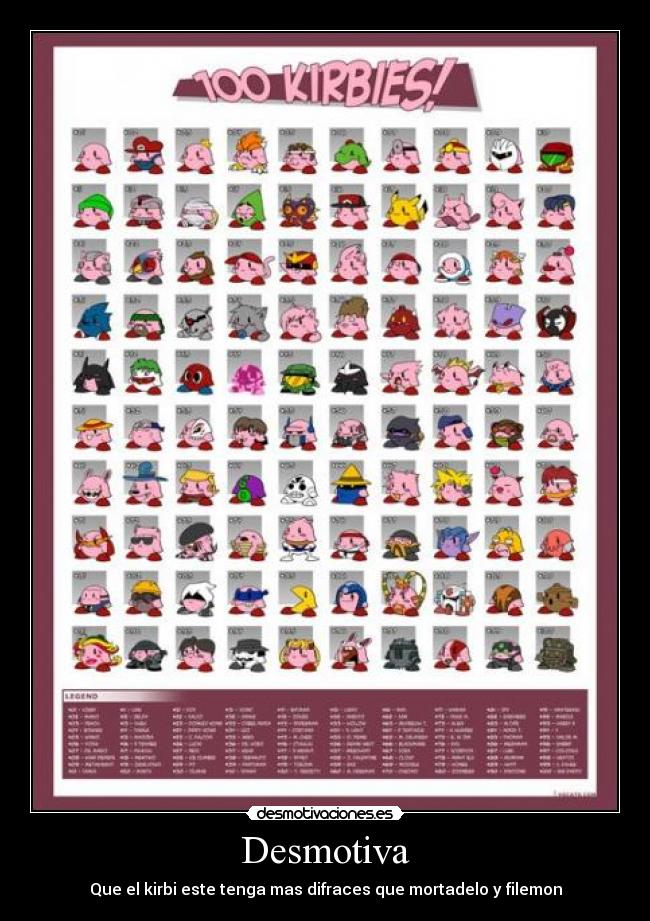 Desmotiva - Que el kirbi este tenga mas difraces que mortadelo y filemon