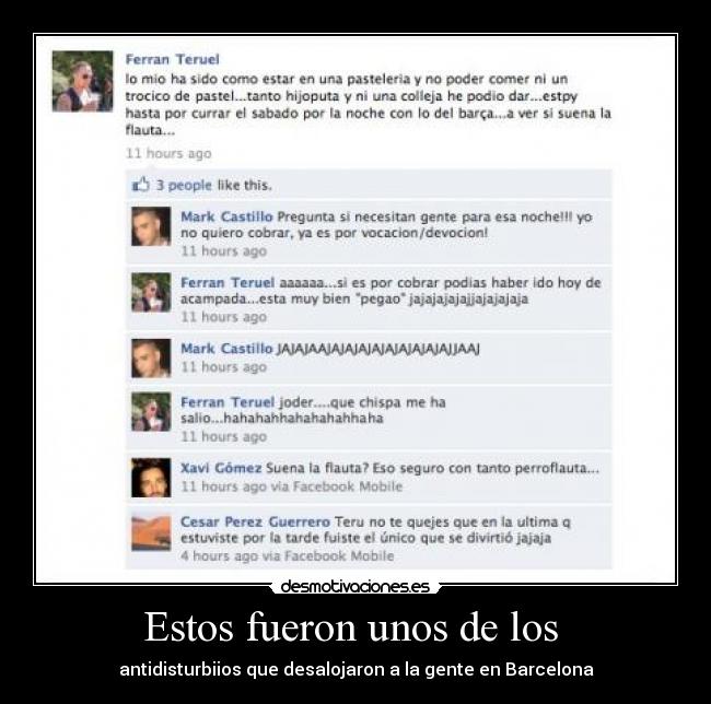 Estos fueron unos de los  - antidisturbiios que desalojaron a la gente en Barcelona