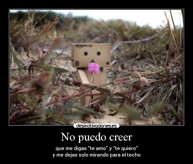 No puedo creer - que me digas te amo y te quiero
y me dejas solo mirando para el techo