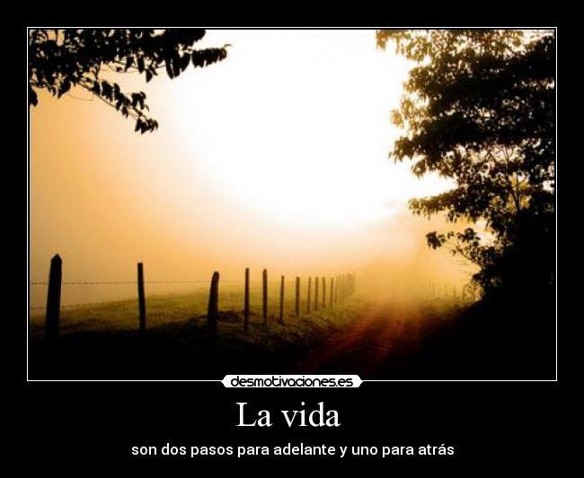 La vida  - son dos pasos para adelante y uno para atrás