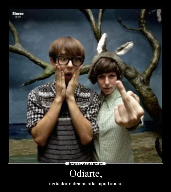 Odiarte, - sería darte demasiada importancia.