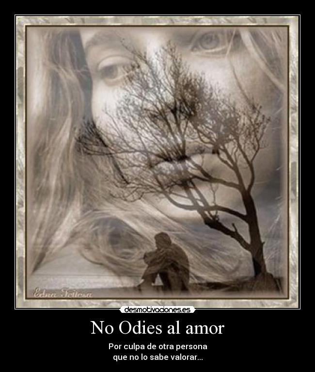No Odies al amor - Por culpa de otra persona
que no lo sabe valorar...