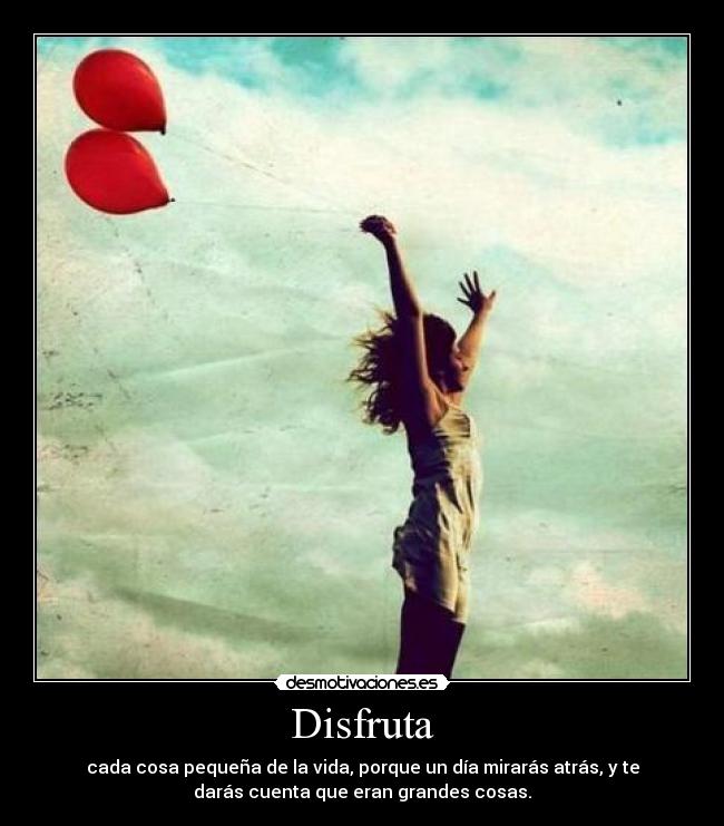 carteles disfruta pequenas cosas atras grandes globos feliz chica desmotivaciones