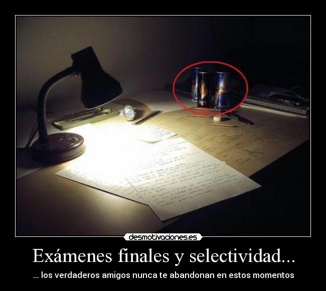 carteles examenes examenes finales selectividad los verdaderos amigos nunca abandonan estos momentos desmotivaciones