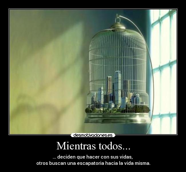 Mientras todos... - ... deciden que hacer con sus vidas,
otros buscan una escapatoria hacia la vida misma.