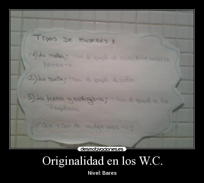 Originalidad en los W.C. - Nivel: Bares