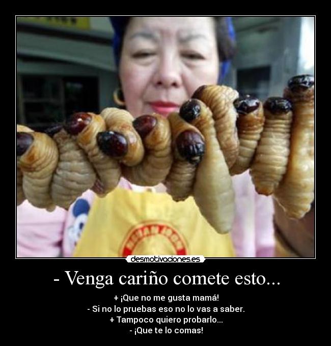 - Venga cariño comete esto... -