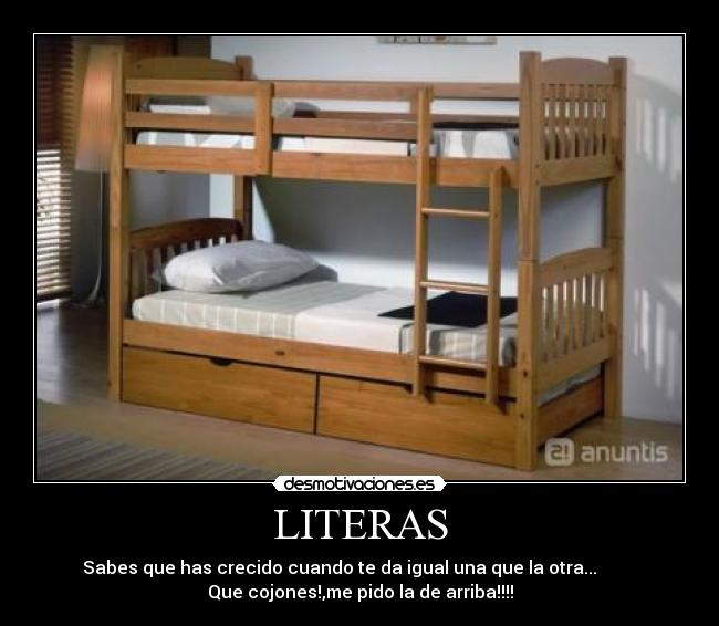 LITERAS - Sabes que has crecido cuando te da igual una que la otra...         
Que cojones!,me pido la de arriba!!!!