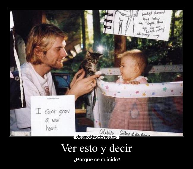 carteles kurt cobain gato bebe suicidio desmotivaciones