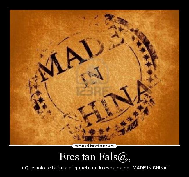 Eres tan Fals@, - + Que solo te falta la etiquueta en la espalda de MADE IN CHINA