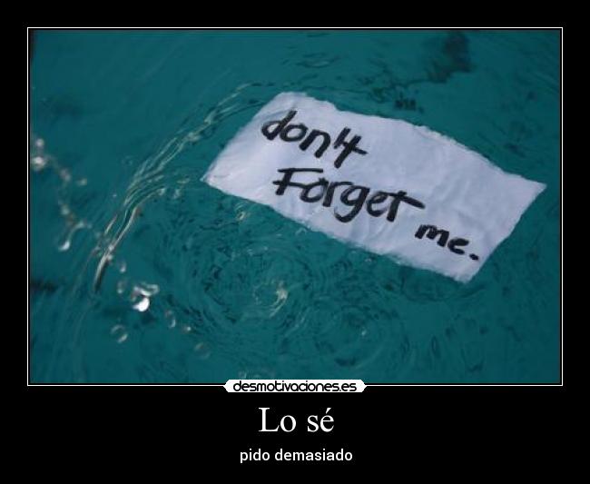 Lo sé - pido demasiado