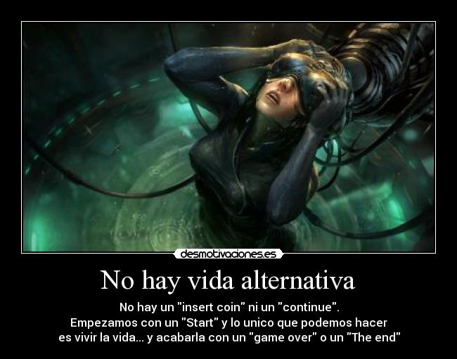 No hay vida alternativa - No hay un insert coin ni un continue.
Empezamos con un Start y lo unico que podemos hacer
es vivir la vida... y acabarla con un game over o un The end