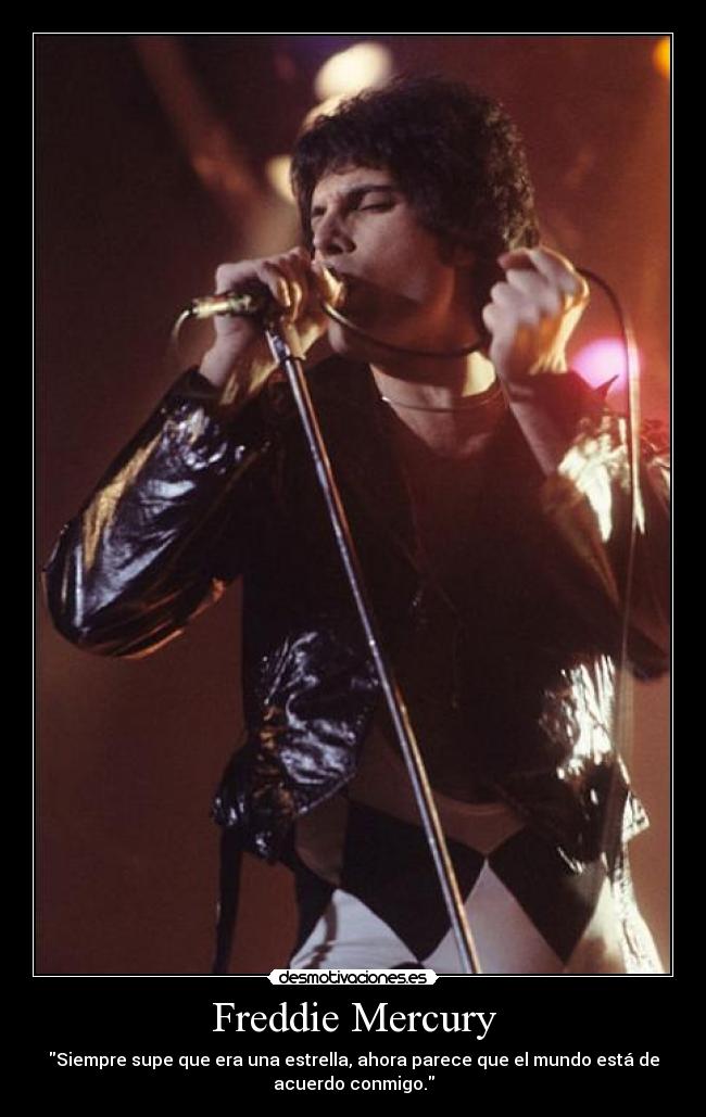 Freddie Mercury - Siempre supe que era una estrella, ahora parece que el mundo está de
acuerdo conmigo.
