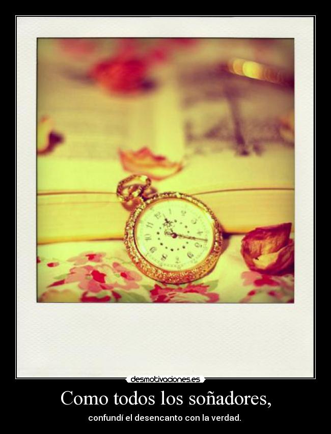 Como todos los soñadores, - confundí el desencanto con la verdad. 