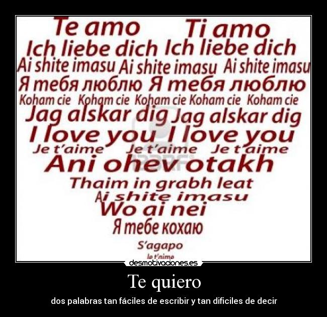 Te quiero - dos palabras tan fáciles de escribir y tan dificiles de decir
