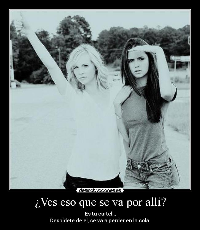 ¿Ves eso que se va por alli? - Es tu cartel...
Despidete de el, se va a perder en la cola.