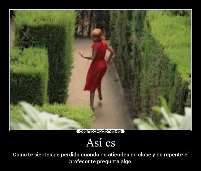 Así es - Como te sientes de perdido cuando no atiendes en clase y de repente el
profesor te pregunta algo.