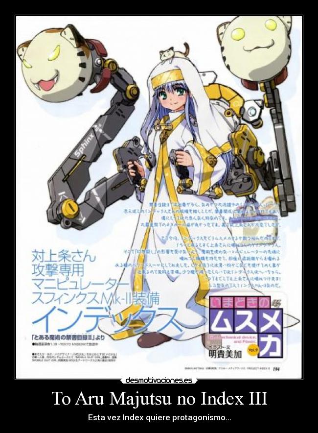 carteles aru majutsu index iii index anime desmotivaciones