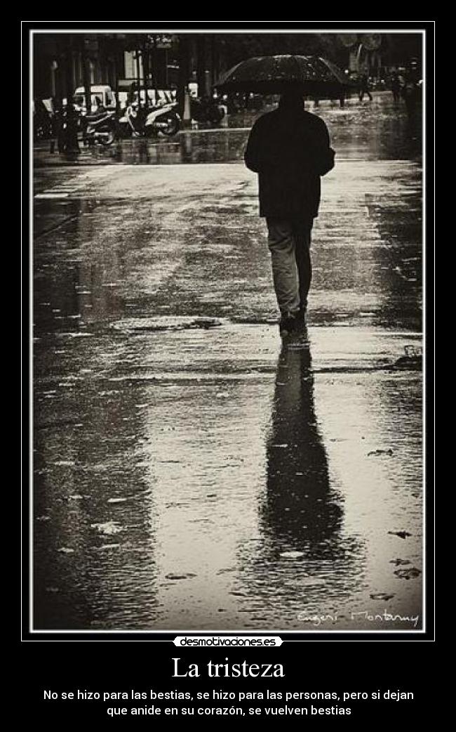 La tristeza - No se hizo para las bestias, se hizo para las personas, pero si dejan
que anide en su corazón, se vuelven bestias