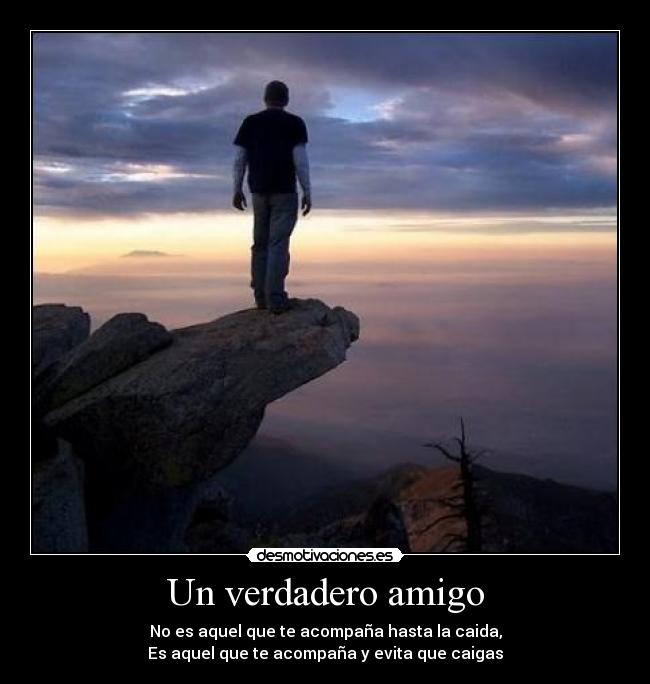 Un verdadero amigo - No es aquel que te acompaña hasta la caida,
Es aquel que te acompaña y evita que caigas