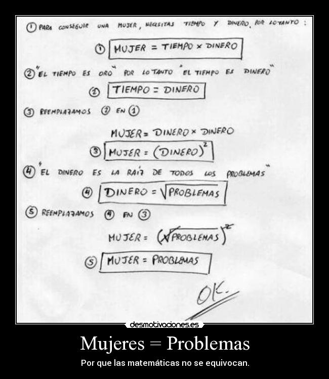 carteles problemas humor matematicas mujeres que se desmotivaciones