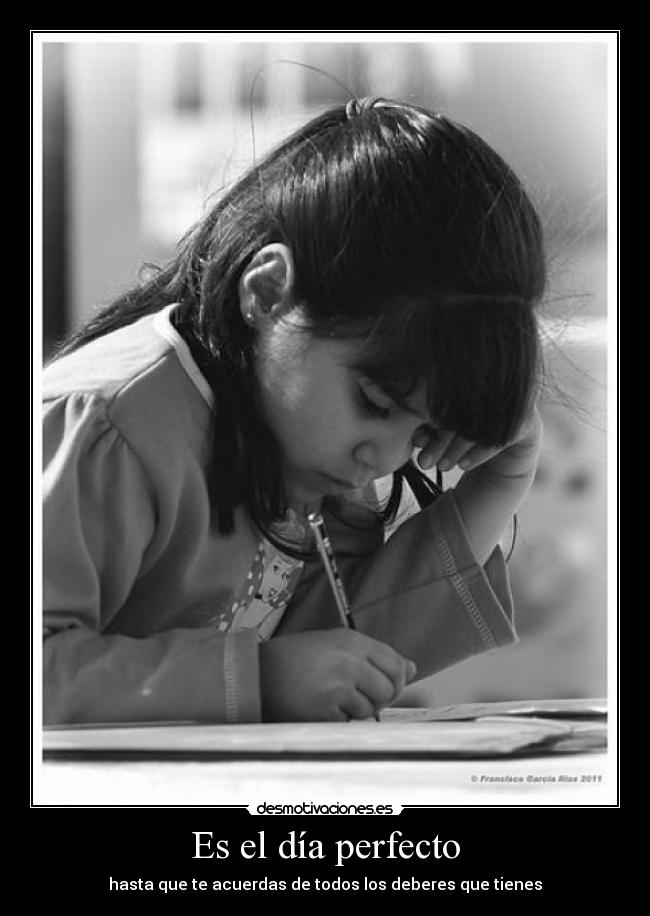 Es el día perfecto - hasta que te acuerdas de todos los deberes que tienes