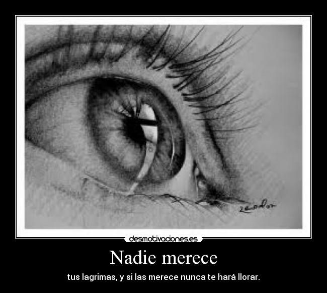 Nadie merece - tus lagrimas, y si las merece nunca te hará llorar.