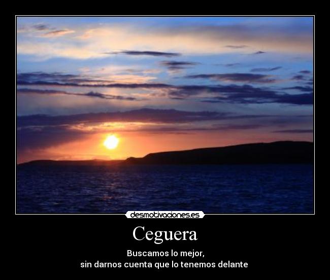 Ceguera - Buscamos lo mejor,
sin darnos cuenta que lo tenemos delante