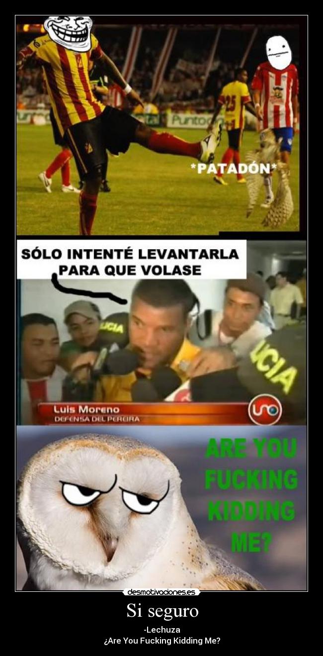 Si seguro - -Lechuza
¿Are You Fucking Kidding Me?