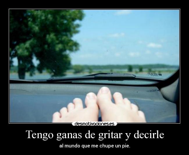 Tengo ganas de gritar y decirle - al mundo que me chupe un pie.