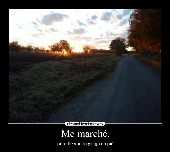 Me marché, - pero he vuelto y sigo en pié