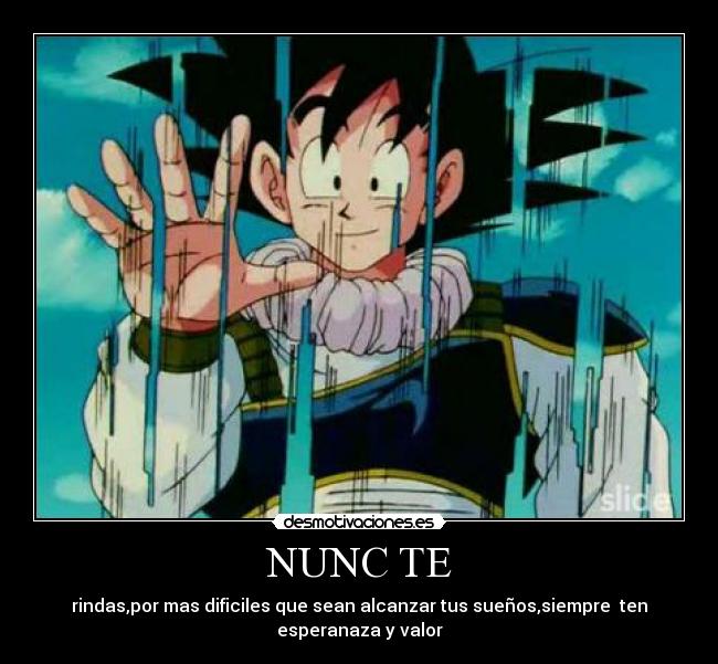 NUNC TE - rindas,por mas dificiles que sean alcanzar tus sueños,siempre ten
esperanaza y valor