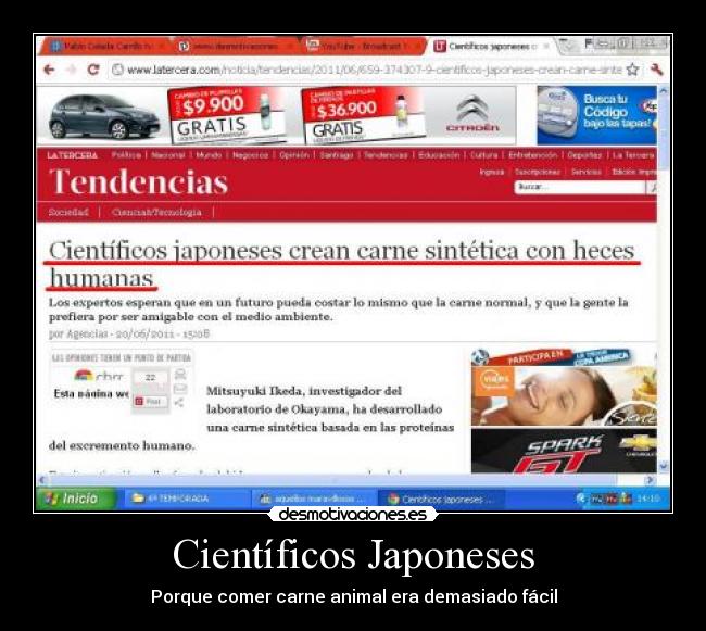 Científicos Japoneses - Porque comer carne animal era demasiado fácil