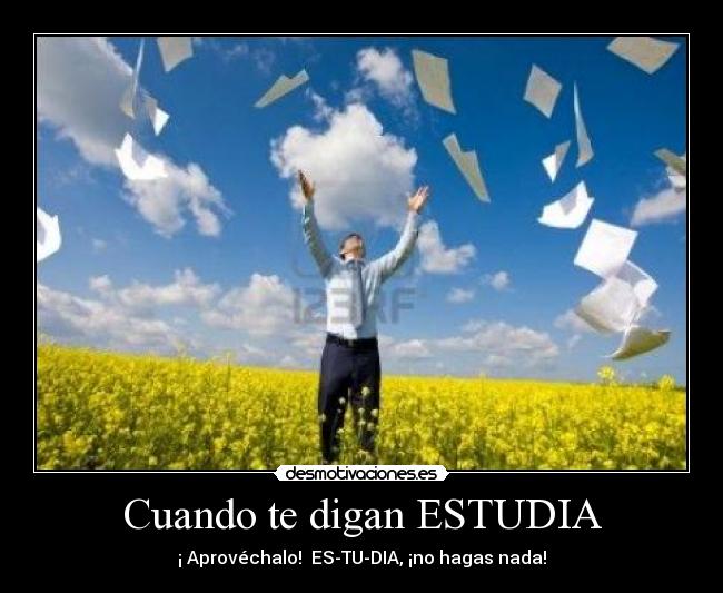 Cuando te digan ESTUDIA - ¡ Aprovéchalo!  ES-TU-DIA, ¡no hagas nada!