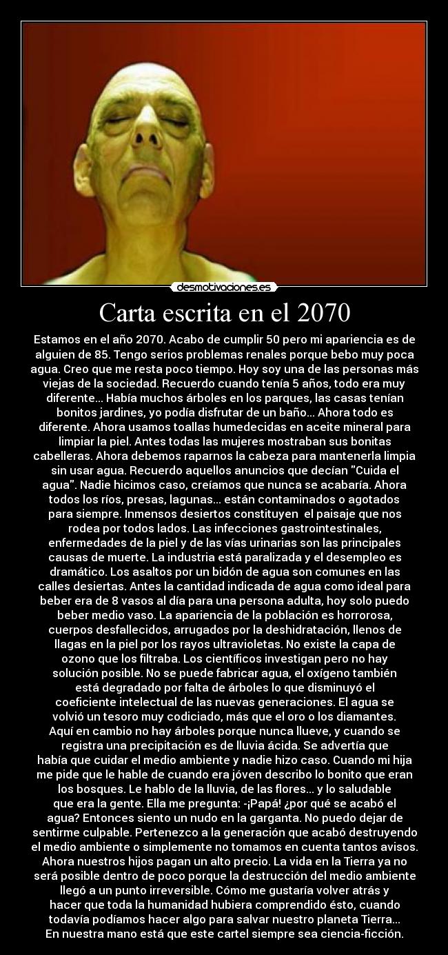 Carta escrita en el 2070 -