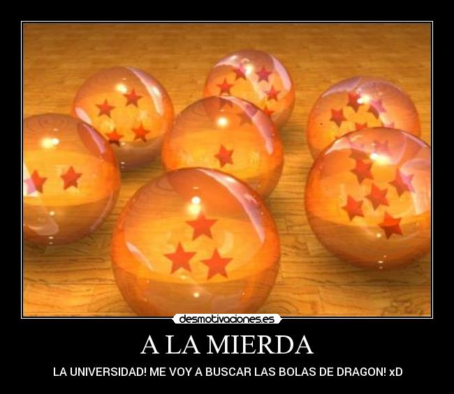 A LA MIERDA - LA UNIVERSIDAD! ME VOY A BUSCAR LAS BOLAS DE DRAGON! xD